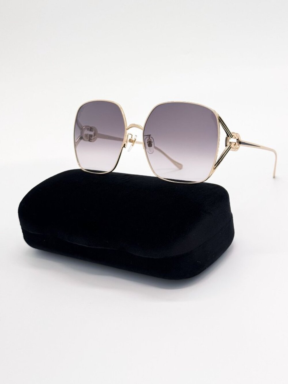 NEW GUCCI SUNGLASSES GG1323S 001 GOLD/GRAY OVERSIZED WOMEN GUCCI EYEWEAR